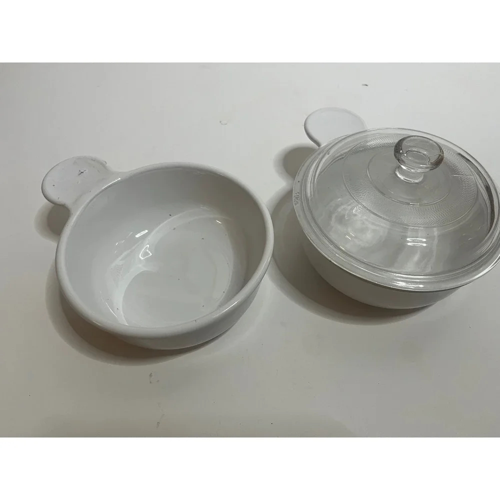 Corning Ware Grab-It 15 oz Bowls White Pyroceram P-150-B with Glass Lid Set of 2